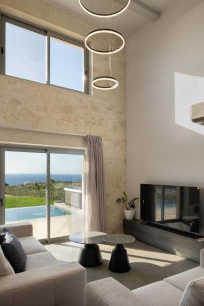 Agios Onoufrios Kreta, Agios Onoufrios: Elegante Villa aus weißem Stein mit Meerblick zu verkaufen Haus kaufen